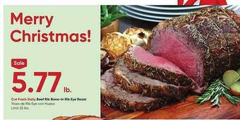 Stater Bros Beef rib bone-in rib eye roast offer