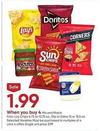 Stater Bros Mix and match frito-lay chips, dip or salsa offer