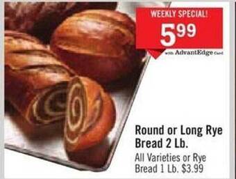 Price Chopper Round or long rye bread offer