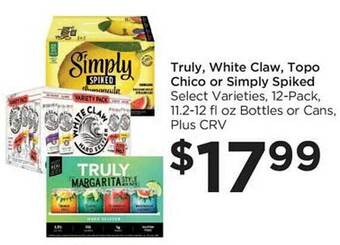 Food 4 Less Truly, white claw, topo chico or simply spiked offer