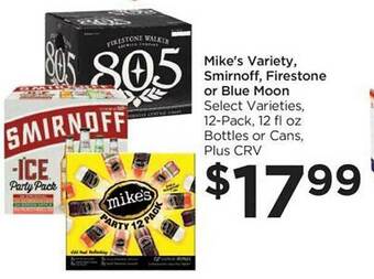 Food 4 Less Mike's variety, smirnoff, firestone or blue moon offer