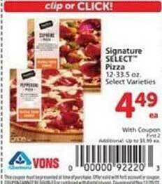 Vons Signature select pizza offer