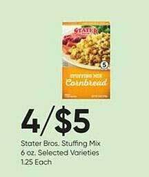 Stater Bros Stater bros, stuffing mix offer