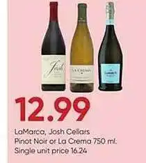 Stater Bros La marca, josh cellars pinot noir or la crema 750ml offer
