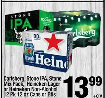 Super King Markets Carlsberg, stone ipa, stone mix pack, heineken lager or heineken non-alcohol offer