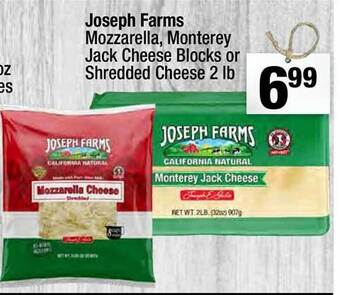 Super King Markets Joseph farms mozzarella, monterey jack cheese blocks or shredded cheese offer