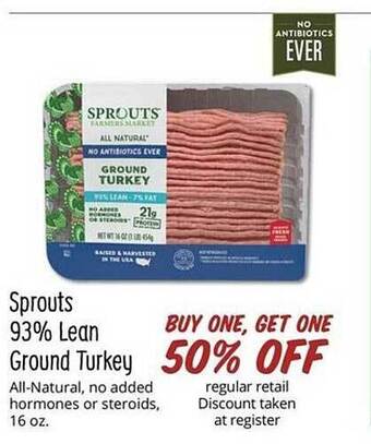Sprouts Farmers Market Sprouts 93% lean ground turkey offer