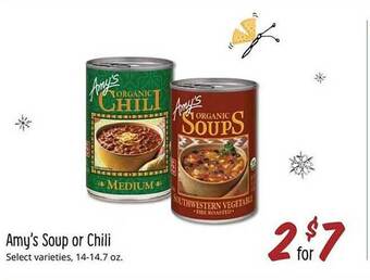 Sprouts Farmers Market Amy's soup or chili offer