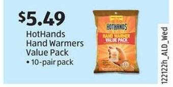 Aldi Hothands hand warmers value pack offer
