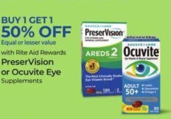 Rite Aid PreserVision or Ocuvite Eye Supplements offer