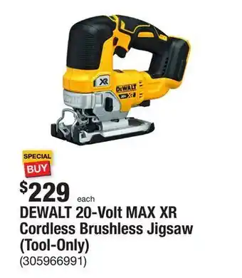 The Home Depot Dewalt 20-volt max xr cordless brushless jigsaw (tool-only) offer