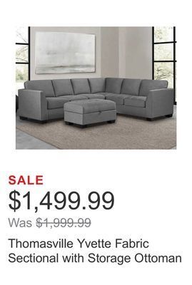 Costco Thomasville yvette fabric sectional with storage ottoman offer