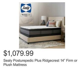 Costco Sealy posturepedic plus ridgecrest 14" firm or plush mattress offer