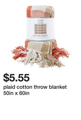 Five Below Plaid cotton throw blanket 50in x 60in offer