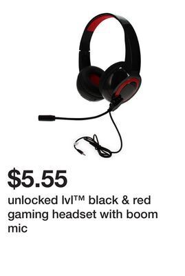 Five Below Unlocked lvl™ black & red gaming headset with boom mic offer