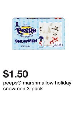 Five Below Peeps® marshmallow holiday snowmen 3-pack offer
