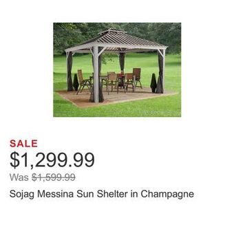 Costco Sojag messina sun shelter in champagne offer