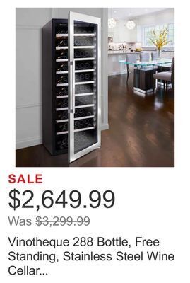 Costco Vinotheque 288 bottle, free standing, stainless steel wine cellar by wine enthusiast offer