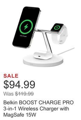 Costco Belkin boost charge pro 3-in-1 wireless charger with magsafe 15w offer