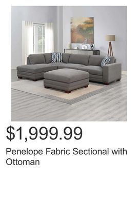 Costco Penelope fabric sectional with ottoman offer