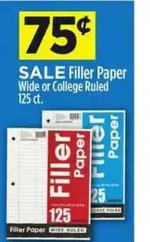 Dollar General Filler Paper Wide Or College Ruled 125 Ct. offer