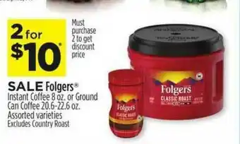 Dollar General Folgers Instant Coffee 8 Oz. Or Ground Can Coffee 20.6-22.6 Oz. offer