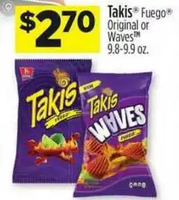 Dollar General Takis Fuego Original Or Waves 9.8-9.9 Oz. offer