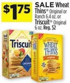 Dollar General Wheat Thins Original Or Ranch 6.4 Oz. Or Triscuit Original 6 Oz. offer