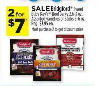 Dollar General Bridgford Sweet Baby Ray's Beef Jerky 2.6-3 Oz. Or Sticks 5-6 Oz. offer