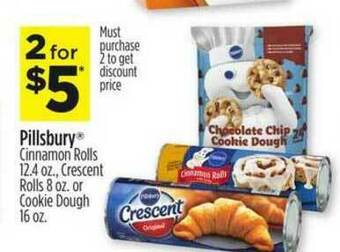 Dollar General Pillsbury Cinnamon Rolls 12.4 Oz., Crescent Rolls 8 Oz. Or Cookie Dough 16 Oz. offer
