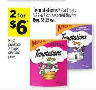Dollar General Temptations Cat Treats 5.29-6.3 Oz. offer