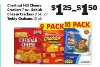 Family Dollar Chestnut Hill Cheese Crackers 7 Oz., Sobisk Cheese Crackers 9 Pk., Or Teddy Grahams 10 Pk. offer