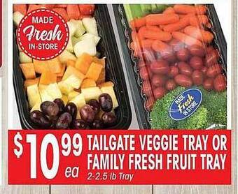 IGA Tailgate veggie tray or family fresh fruit tray offer