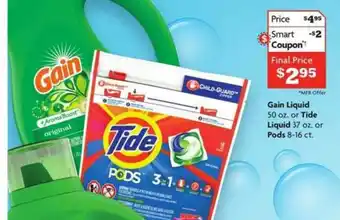Family Dollar Gain Liquid 50 Oz. Or Tide Pods 8-16 Ct. offer