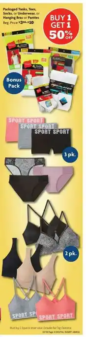 Family Dollar Packaged Tanks, Tees, Socks Or Underwear Or Hanging Bras Or Panties offer