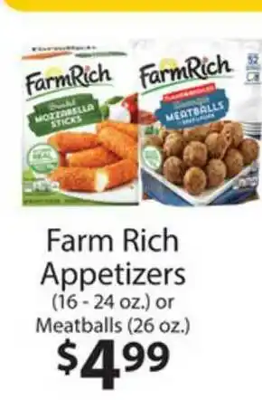 Family Fare Farm Rich Appetizers (16 - 24 Oz.) Or Meatballs (26 Oz.) offer