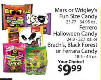 Family Fare Mars Or Wrigley's Fun Size Candy, Ferrero Halloween Candy Or Branch's, Black Forest Or Ferrara Candy offer