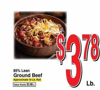 Super Saver 85% lean ground beef offer