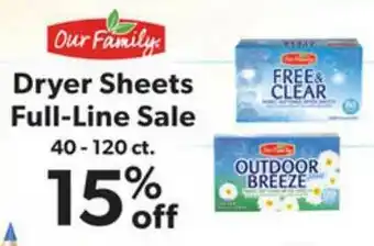 Family Fare Our Family Dryer Sheets Full-line Sale 40 - 120 Ct. offer