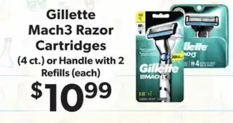 Family Fare Gillette Mach3 Razor Cartridges (4 Ct.) Or Handle With 2 Refills offer
