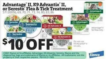 Rural King Advantage® II, K9 Advantix® II, Or Seresto® Flea & Tick Treatment $10 Off offer
