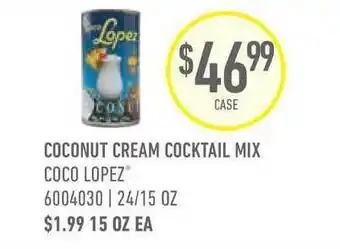US Foods Chef's Store Coco Lopez Coconut Cream Cocktail Mix offer
