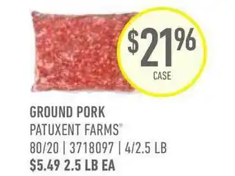 US Foods Chef's Store Patuxent Farms Ground Pork offer