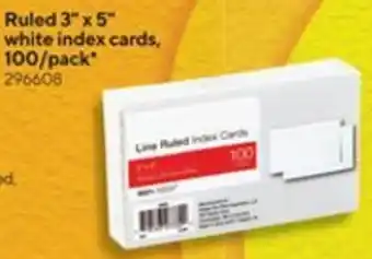 Staples Ruled 3"x5" White Index Cards, 100/Pack offer