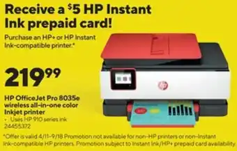 Staples HP Office Jet Pro 8035e Wireless All-In-One Color Inkjet Printer 24455372 offer