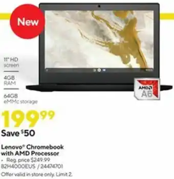 Staples Lenovo Chromebook With AMD Processor 82H400EUS offer