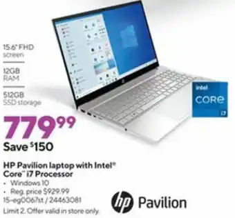 Staples hp Pavilion Laptop With Intel Core i7 Processor 15-eg0067st offer