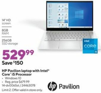 Staples HP Pavilion Laptop With Intel Core i5 Processor 14-DV0065st offer