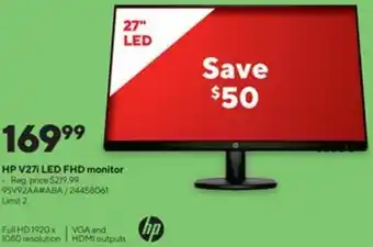Staples hp V27i LED FHD Monitor 9SV92AA#ABA offer