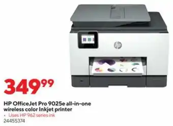 Staples HP-Official Jet Pro 9025e All-in-One Wireless Color Inkjet Printer offer